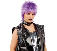 Women`s Punk Rock Wig Adult Purple Pixie Mullet Hair for 80s Fancy Dress Costume