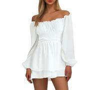 Women’s Renaissance Off Shoulder Dress Medieval Peasant Costume Bell Sleeve Witch Pirate Outfit Halloween