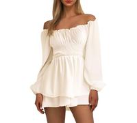 Women’s Renaissance Off Shoulder Dress Medieval Peasant Costume Bell Sleeve Witch Pirate Outfit Halloween