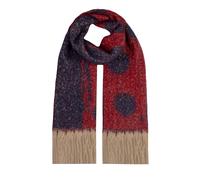 Women’s Reversible Spotty Blanket Scarf with Tassels - CLARET/NAVY / ONE