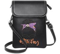 Women’s RFID Clutch Purse Cell Phone Wallet Purses Halloween Pumpkin Ghost Cemetery Witch Skeleton Bat Haunted PU Leather Phone Bags Suitable for Everyday Use
