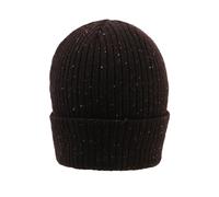 Women’s Ribbed Knit Beanie Hat with Marl Yarn - Chocolate / ONE