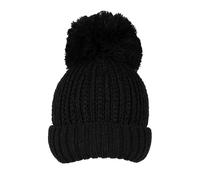 Dents Womens Ribbed Knit Bobble Hat - Black