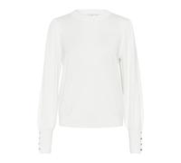 Women’s round neck knitted jumper with buttons KAFFE Lizza Beige 2XL