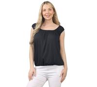 Women’s Ruched Bubble Vest Top - Stretch Jersey Balloon Top with Elastic Neck & Hem, Casual Summer Blouse (UK, Numeric, 16, 22, Regular, Regular, Black)