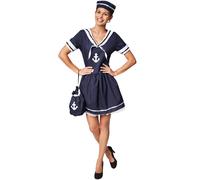 Women’s Sailor Lady Costume Halloween Fancy Dress Outfit Adult Ship Captain Sea