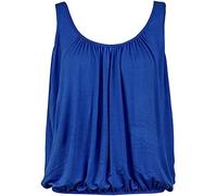 Women’s Scoop Neck Stretch Vest Loose Fit Elasticated Waist Summer Jersey Casual Plain Camisole Tops Ladies Sleeveless Bubble Hem Straps Top Size UK Plus Size 8-26 Royal Blue