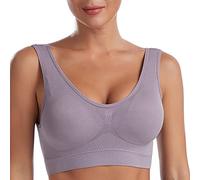 Women’s Seamless Comfort Bra with Removable Cup Mat - Wide Shoulder Straps, S-4XL Sizes, Suitable for Work, Yoga, Sleep and Daily Activities Grey