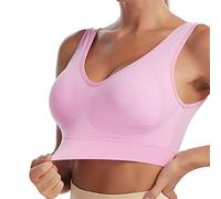Women’s Seamless Comfort Bra with Removable Cup Mat - Wide Shoulder Straps, S-4XL Sizes, Suitable for Work, Yoga, Sleep and Daily Activities Pink