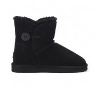 Women’s Sheepskin Suede Ankle Bootie Winter Boots - Alpine | Fur Lined Slip-On with Button | Warm Outdoor Non-Slip Sole | Cozy Cold Weather Footwear