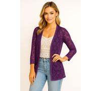 Women’s Sheer Lace Cardigan Jacket Open Front 3/4 Sleeve with Pockets S-XXL