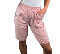 Women’s Shorts Ladies Plain Casual Stretch Cotton Summer Pants Cherry Berry Short Capri Outgoing Regular Fit Pull On Turn Up Elasticated Waist Short with Pockets Plus Size UK 10-20 Pink