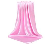 Women’s Silk Feel Square Hair Scarf Sleeping Headscarf, Solid Plain Vibrant Colors Bandana (Baby Pink)