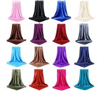 Women’s Silk Feel Square Hair Scarf Sleeping Headscarf, Solid Plain Vibrant Colors Bandana (Pack of 5 (Assorted))