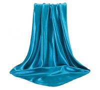 Women’s Silk Feel Square Hair Scarf Sleeping Headscarf, Solid Plain Vibrant Colors Bandana (Turquoise)