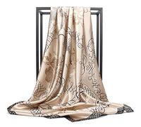 Women’s Silk Scarf Belt Pattern Large Square Satin Headscarf Headdress 35", B-3