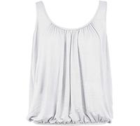 Women’s Sleeveless Bubble Hem Straps Top Ladies Scoop Neck Stretch Vest Loose Fit Elasticated Waist Summer Jersey Casual Plain Camisole Tops Size UK Plus Size 8-26 White