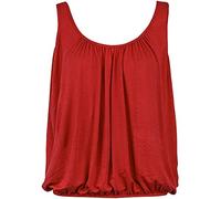 Women’s Sleeveless Bubble Hem Straps Top Ladies Scoop Neck Stretch Vest Loose Fit Elasticated Waist Summer Jersey Casual Plain Camisole Tops Size UK Plus Size 8-26 Red