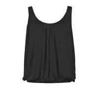 Women’s Sleeveless Bubble Hem Straps Top Ladies Scoop Neck Stretch Vest Loose Fit Elasticated Waist Summer Jersey Casual Plain Camisole Tops Size UK Plus Size 8-26 Black