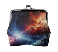 Women’s Small Coin Purse, Vintage Pu Leather Change Purse Kiss Lock Coin Wallet Cute Coin Pouch Outer Space Stars Mini Jewelry Bags For Women