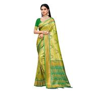 Women’s South Indian Wedding Sari Kanjivaram Silk Zari Woven Traditional Women Saree Bw6621, Green 21, As Shown