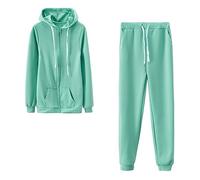 Women’s Sportswear Set UK Sale Clearance Zip Up Hoodie and Joggings Bottoms 2 Piece Outfits Plain Hooded Sweat Suit Solid Color Activewear Yoga Gym Sets Ladies Tracksuit Full Set