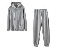 Women’s Sportswear Set UK Zip Up Hoodie and Joggings Bottoms 2 Piece Outfits Plain Hooded Sweat Suit Solid Color Activewear Yoga Gym Sets Ladies Tracksuit Full Set