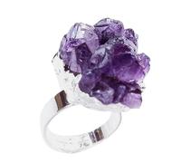 Women’s Statement Rings, Adjustable Amethyst Ring, Raw Crystal Jewelry Gift for Family, Friends & Colleagues