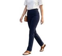 Women’s Straight Leg Pull-On Trousers - Elasticated Waist, Ribbed Stretch Fabric - Smart Casual Work Pants for Nurses, Carers - Short, Regular, Long Lengths - Navy 22 Waist 29 Inside Leg Length