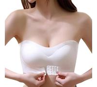Women’s Strapless Bra Front Fastening Bra Push up Backless Hides Back Fat Bras Breathable Comfortable Underwear White