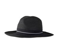Women’s Straw Fedora Hat with Striped Black Ribbon