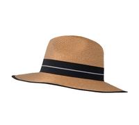 Women’s Straw Fedora Hat with Striped Black Ribbon - NATURAL / ONE