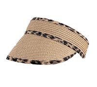 Women’s Straw Sun Visor with Animal Print Trim