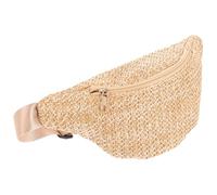 Women’s Straw Woven Waist Pack Crossbody Bag for Festivals | Imitation Raffia Look, Adjustable Wide Strap, Zipper Closure, Holds Cards Cash and Coins
