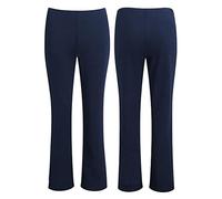 Women’s Stretch Bootcut Trouser - Elasticated Waist Pull On Trousers with Bottoms Ribbed Boot Leg for Office, Yoga & Casual Wear (Sizes 8-24) (UK, Numeric, 18, Inside Leg 29", Navy Pack of 2)
