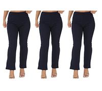 Women’s Stretch Bootleg Pull on Trousers Ideal for Work and Home-Colors: Black, Navy, Brown, Sizes: 10-26(Pack of 3) (as8, Numeric, Numeric_18, Regular, Regular, Navy (Inseam 27''), 18)