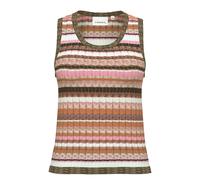 Women’s Striped Sleeveless Openwork Crew Neck Top COMMA Beige 34