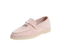 Women’s Summer Charms Suede Loafers - Premium Sheepskin Unlined Upper,Classic or Styles with Metal Detail for Casual, Office, Travel & All Day Wear, Cream Beige, 7 UK