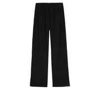 Women’s Summer Comfy Solid Color Sobriety Cotton Linen Fit Light Weight Ladies Elegant High Waisted Wide Leg Slim Casual Pants (Black, S)