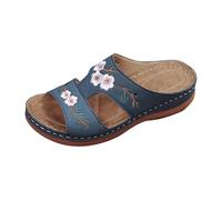 Women’S Summer Sandals,Featuring Delicate Floral Embroidery,A Comfortable Wedge Heel and Criss-Cross Straps,Ideal for Everyday Wear(Blue,37)