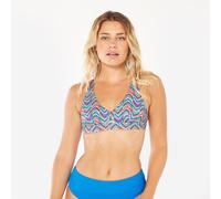 Women’s Surfing Bikini Crop Top - Agatha Pandor Blue Pink And Yellow