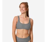Women’s Surfing Bralette Bikini Top - Aurely Gingham Black And White