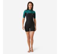 Women’s Surfing Short Sleeve Back Zip 1.5mm Shorty 500 - Mirage Black