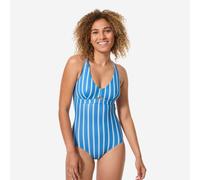 Women’s Surfing Striped 1-piece Swimsuit - Agatha Capri Blue And White