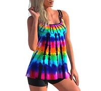 Women 's Swimwear Geometry/Rainbow/Butterfly Print Tankini Set Top with Shorts 2 Piece Bathing Suit Bikini Swimsuit (E Rainbow, M)