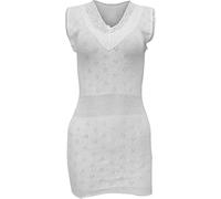 Women’s Thermal Innerwear - Built-Up Spancer, Long Vest, Round Neck Plain, V-Neck Lace 4 Colors (Black, White, Baby Pink, Cream) (White, XL, Built Up Long Vest V-Neck Lace)
