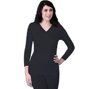 Women’s Thermal Vest Long Sleeve & Short Sleeve - V-Neck with Lace Trim - Soft, Warm, Lightweight Base Layer - Black, White,Cream - Sizes S to XXXL (Black, XXL, Long Sleeve V-Neck Lace)