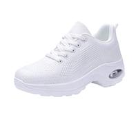 Women’S Thick-Soled Non-Slip Trainers Lace Up Shock Absorbing White