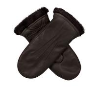 Women’s Three-Point Faux Fur-Lined Leather Mittens - Mocca / L
