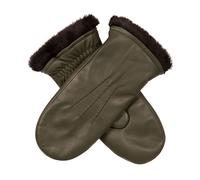 Women’s Three-Point Faux Fur-Lined Leather Mittens - Sage / L
